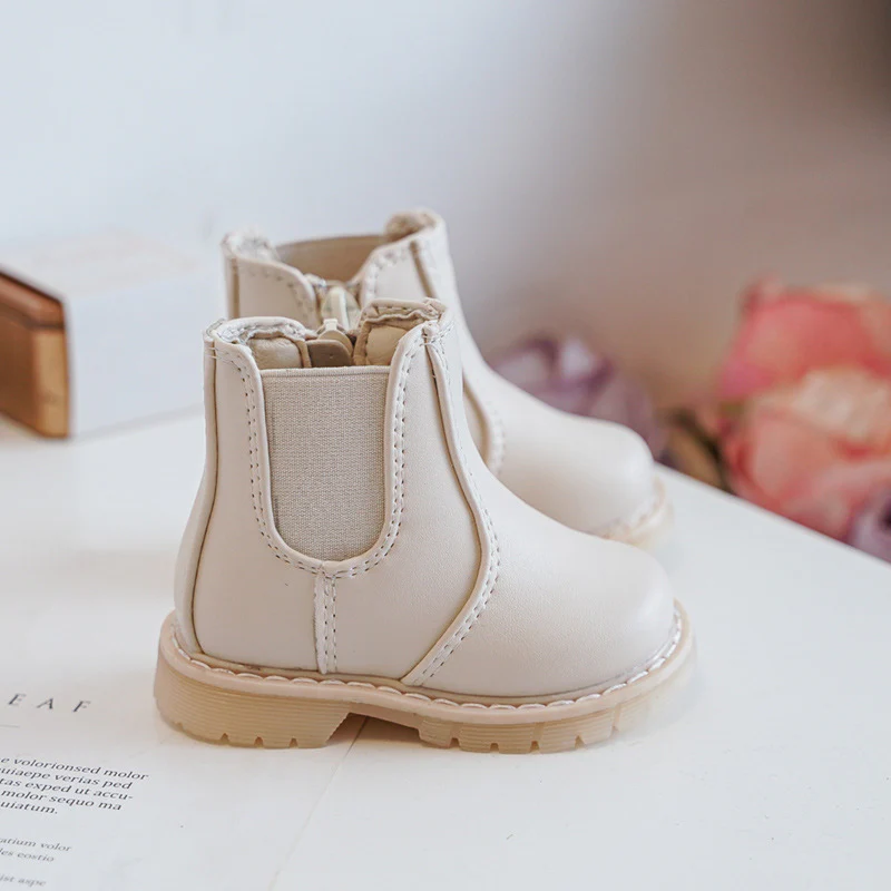 Kids Beige EnkelBoots - Image 3