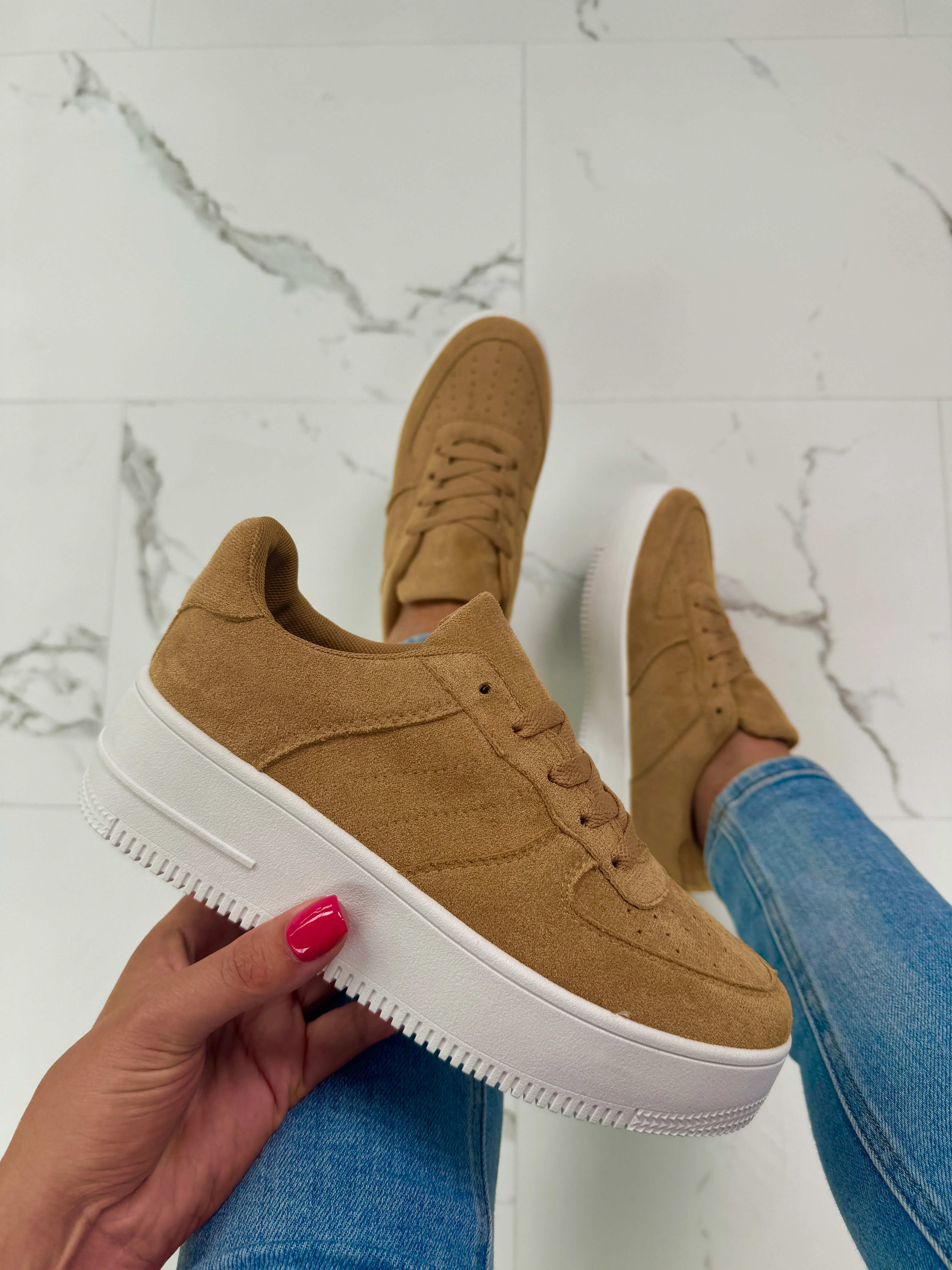 Platform Suedine Khaki Sneakers - Image 3