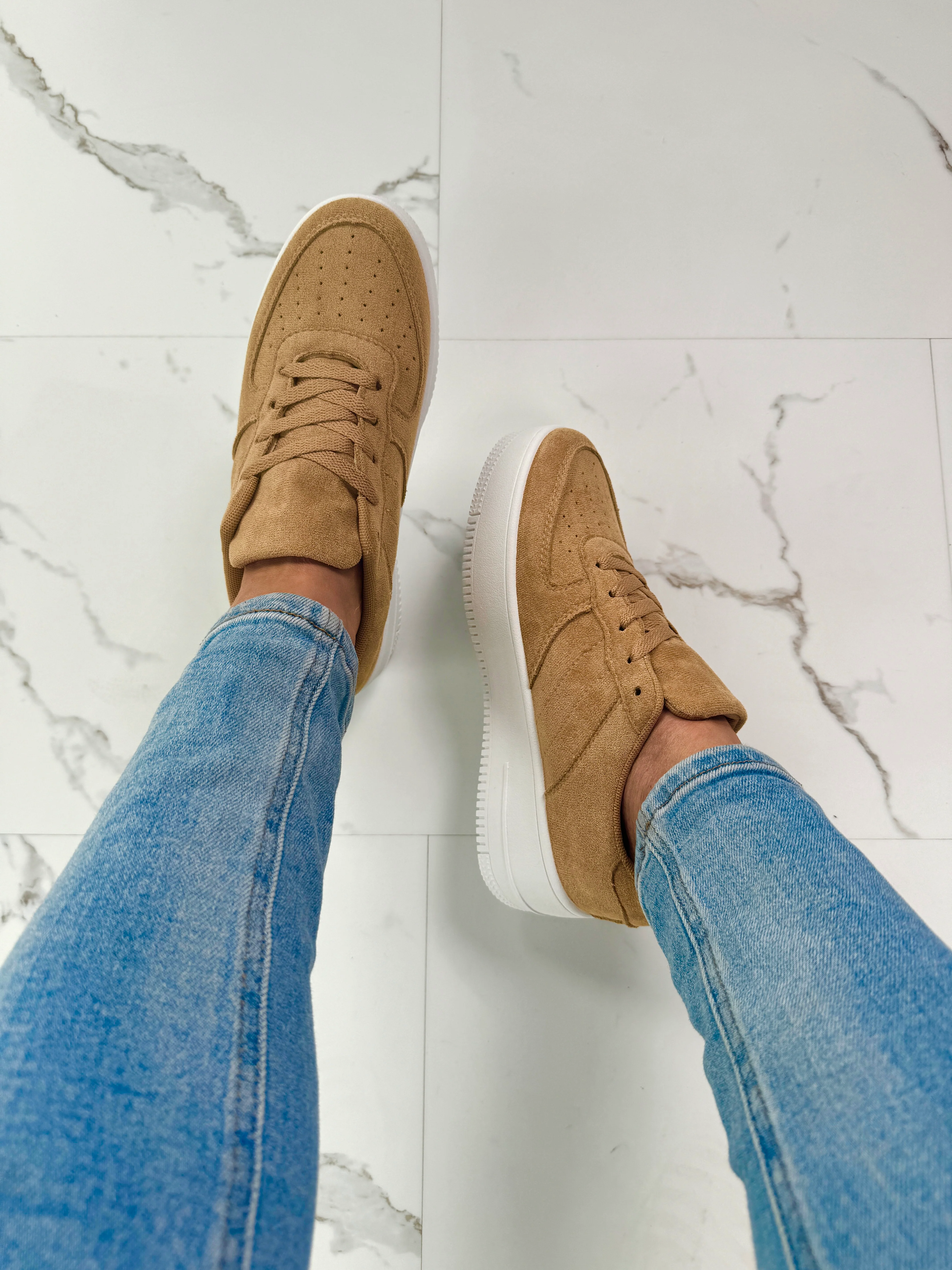 Platform Suedine Khaki Sneakers - Image 4